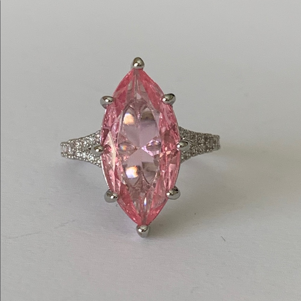 **SOLD**NEW Large Pink Marquise Cut Diamond Size 7 - Picture 1 of 4